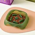 Plastic anti-choking slow feeder dog bowl in blue, grey, green or orange colours