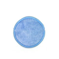 Velvet makeup remover pads in red and blue colours showing soft texture and circular 8cm size