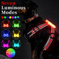 Nylon luminous dog hand holding rope with seven-colour transformation and charging cable