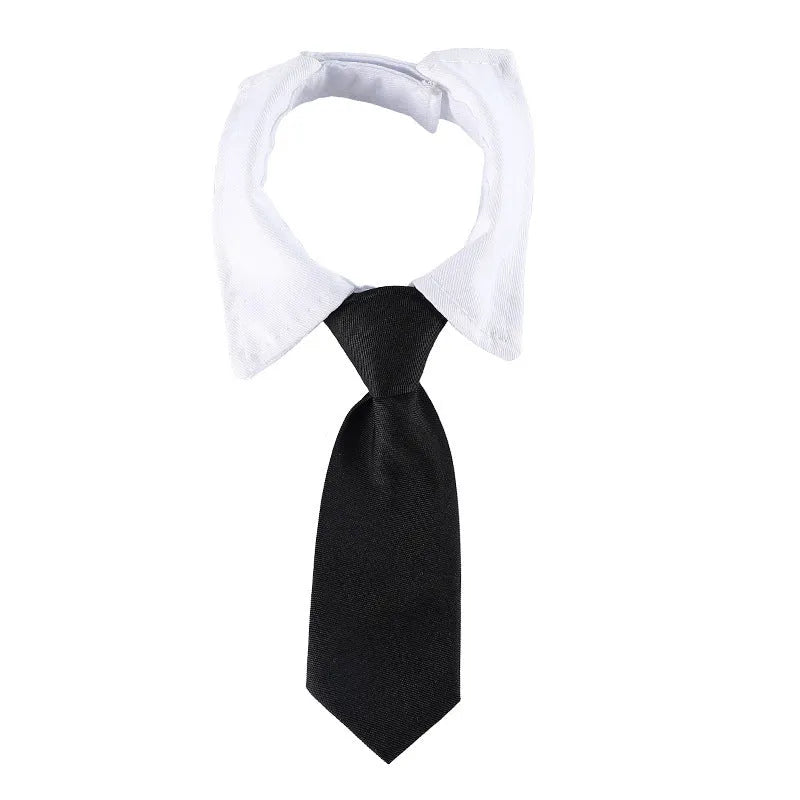 Adjustable Christmas dog necktie with red plaid and snowflake pattern on a white background