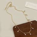 Women's three-piece zircon jewellery set showing necklace, anklet and earrings with geometric meteor shower design