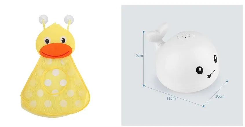 Automatic water spray whale bath toy with lights floating in baby bath