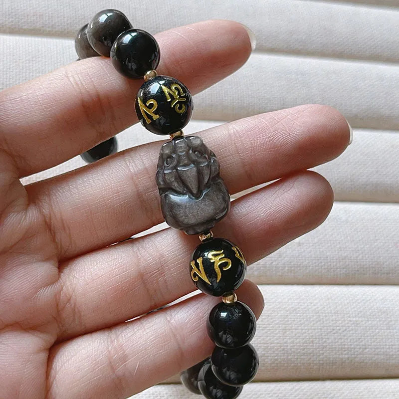 Men's silverstone bracelet with beaded design featuring zodiac and proverb elements