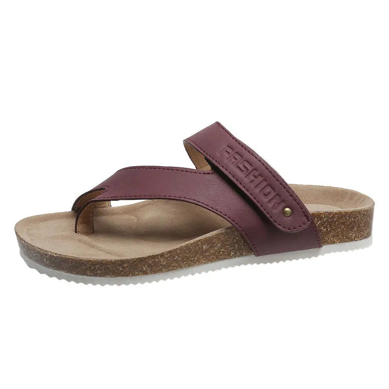 Flat toe ring thick-soled flip-flops in a solid colour with a foam sole.