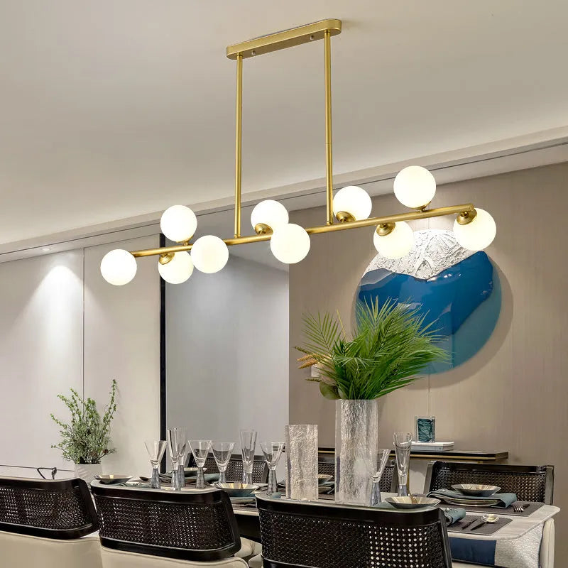 Nordic glass bubble ball chandelier with iron body multi arms warm light
