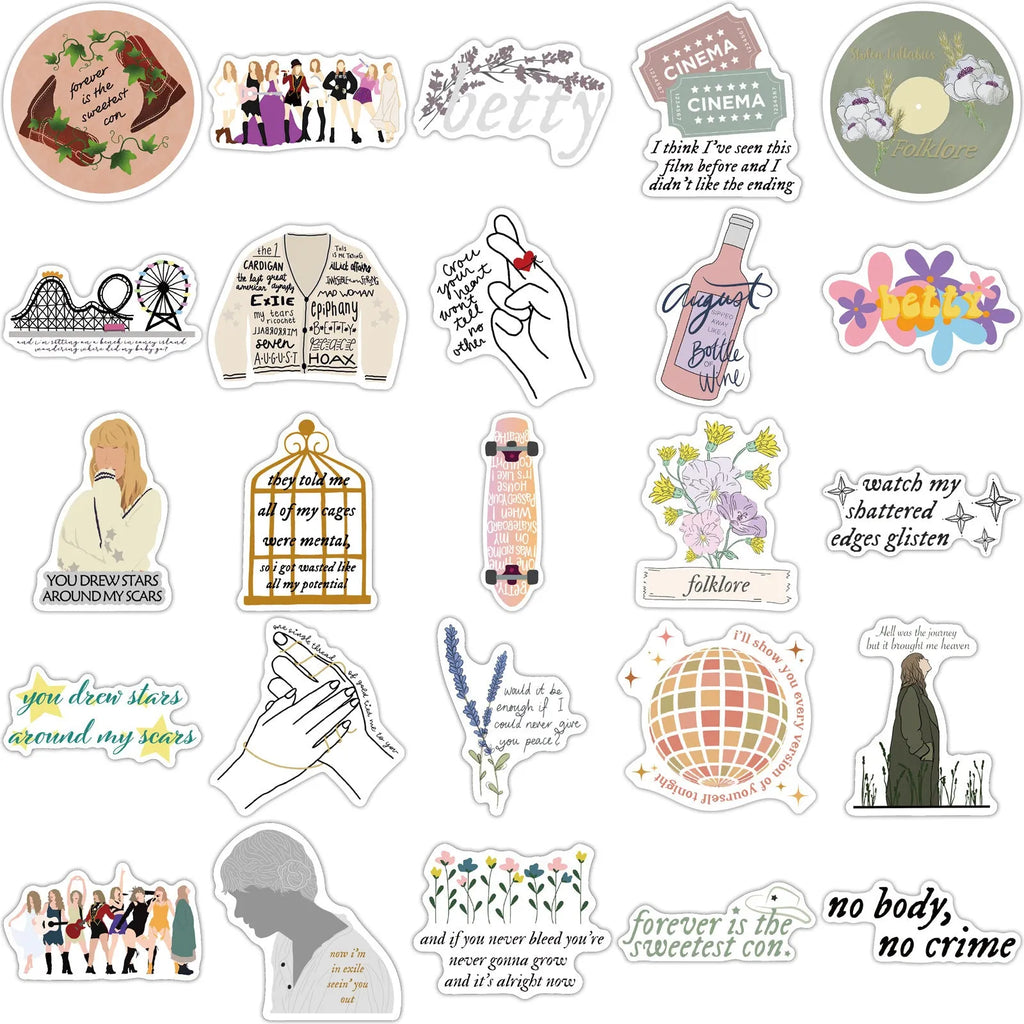 Waterproof cartoon graffiti stickers measuring 4-6cm for luggage and notebooks