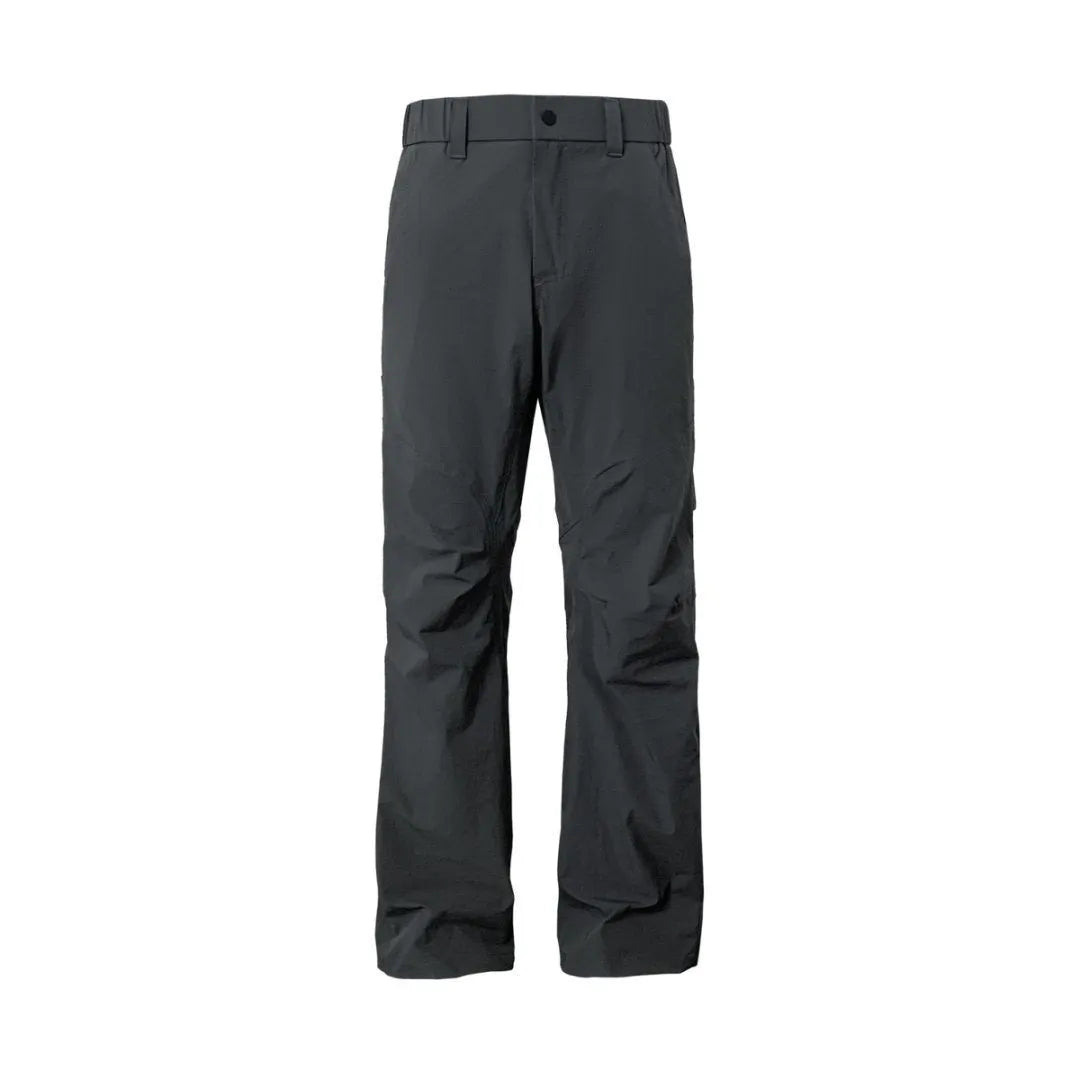 3D cut straight leg trousers with elastic waistband in five colour options showing contemporary deconstructed design