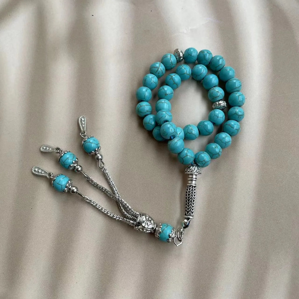 Sky blue stone Muslim prayer bracelet with 8mm beads for daily dhikr counting