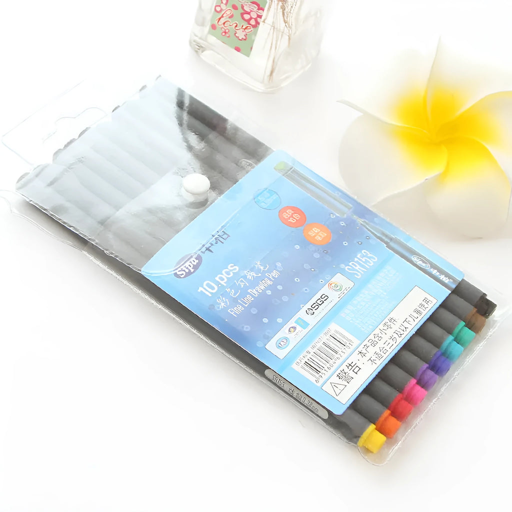 Hook line pen technical drawing tool with 0.38mm tip and syringe colour system