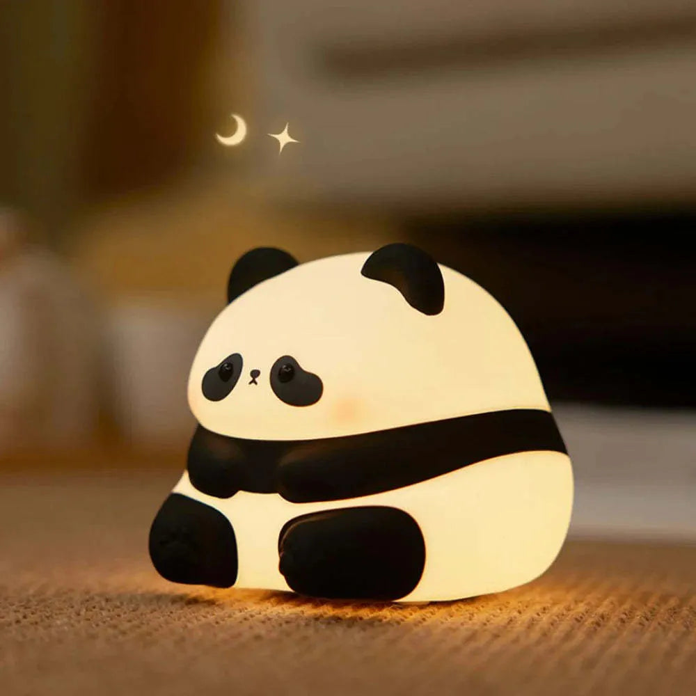 Cartoon panda night light made from BPA-free silicone with clap activation feature