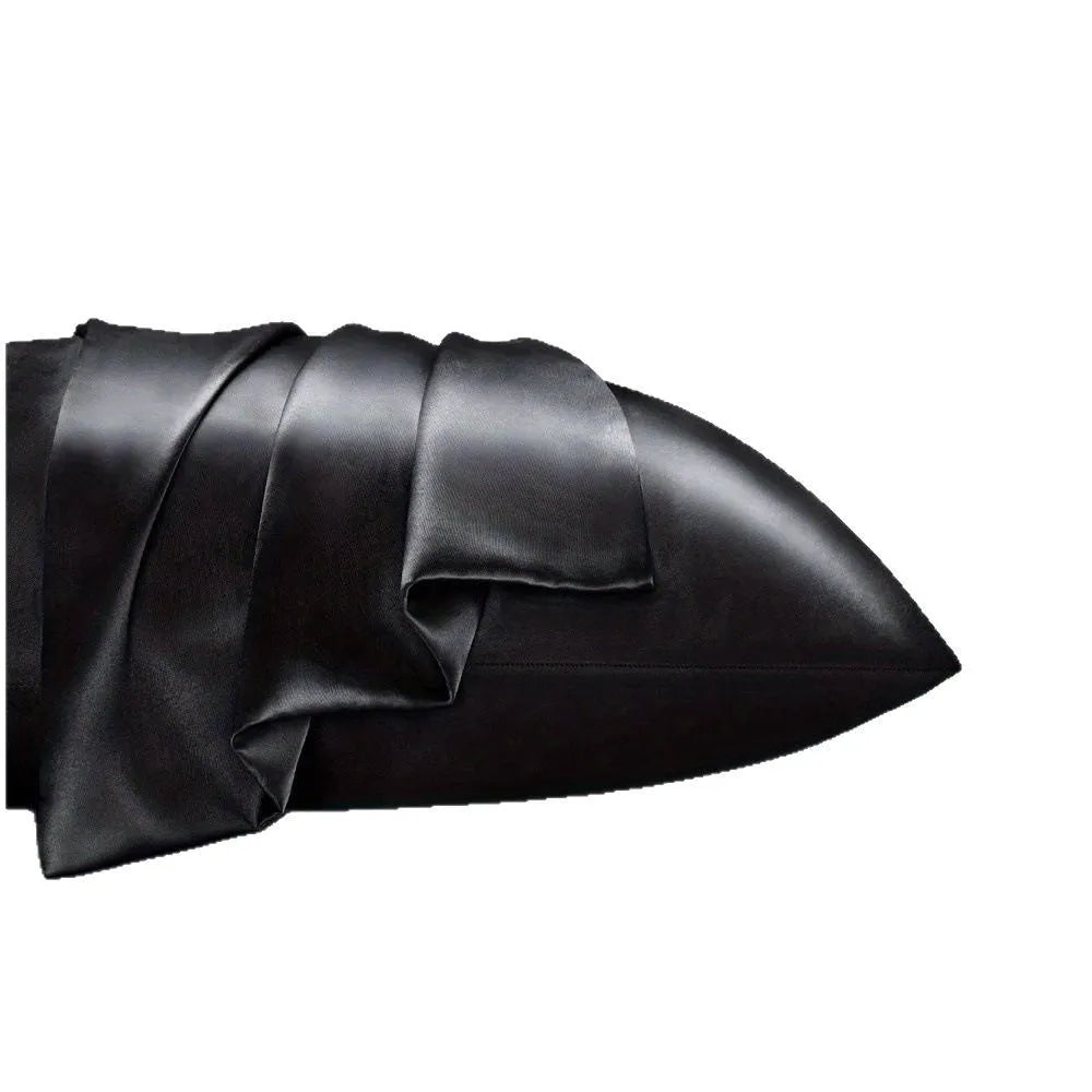 Pair of satin solid colour pillowcases in chemical fibre polyester fabric