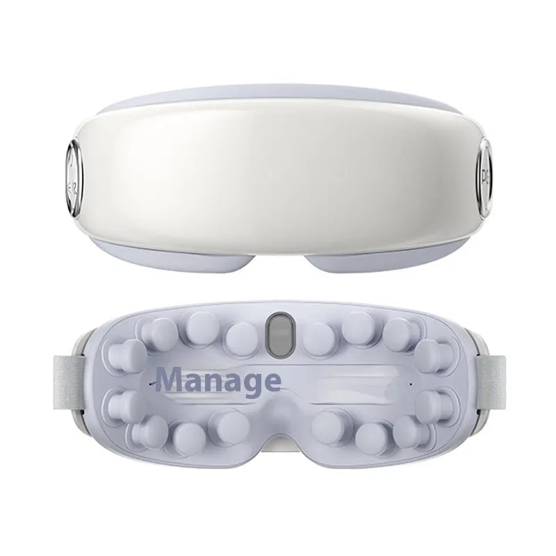 Purplish grey Steam Smart Bluetooth rechargeable eye hot compress and massage device on a white background.