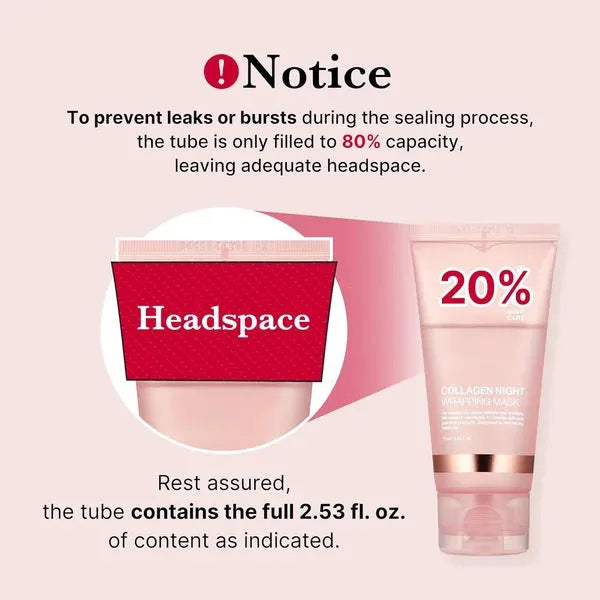 75ml bottle of collagen night face mask with application brush for even spreading.