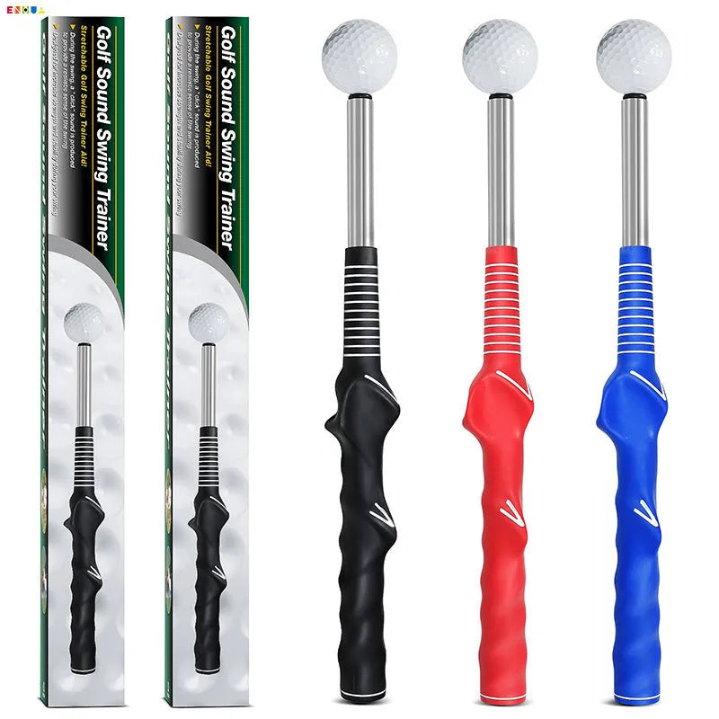Telescopic golf swing simulator with stainless steel shaft in black colour option