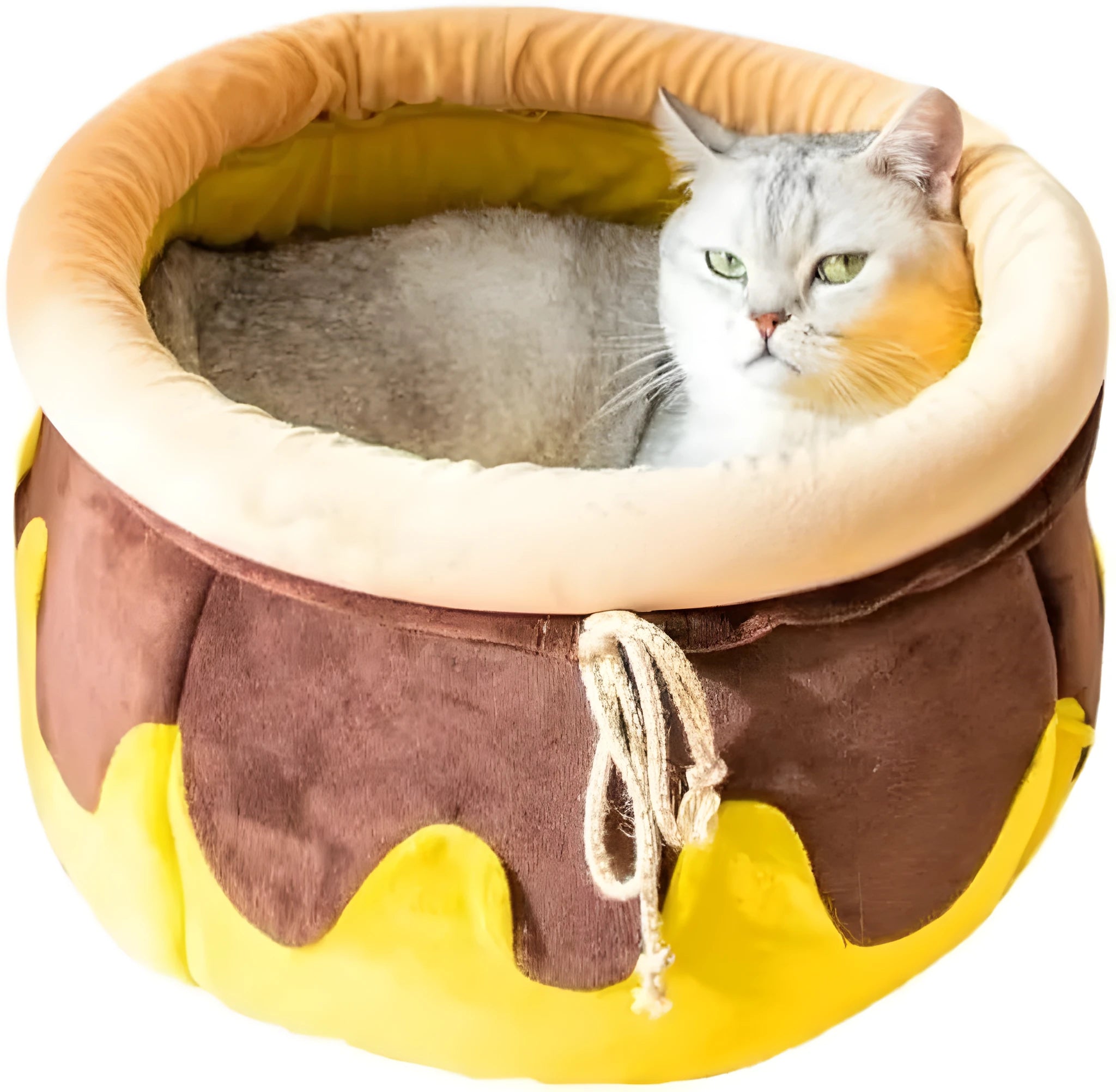 Honey pot shaped cat sofa bed with magic wand design in pink colour for small pets