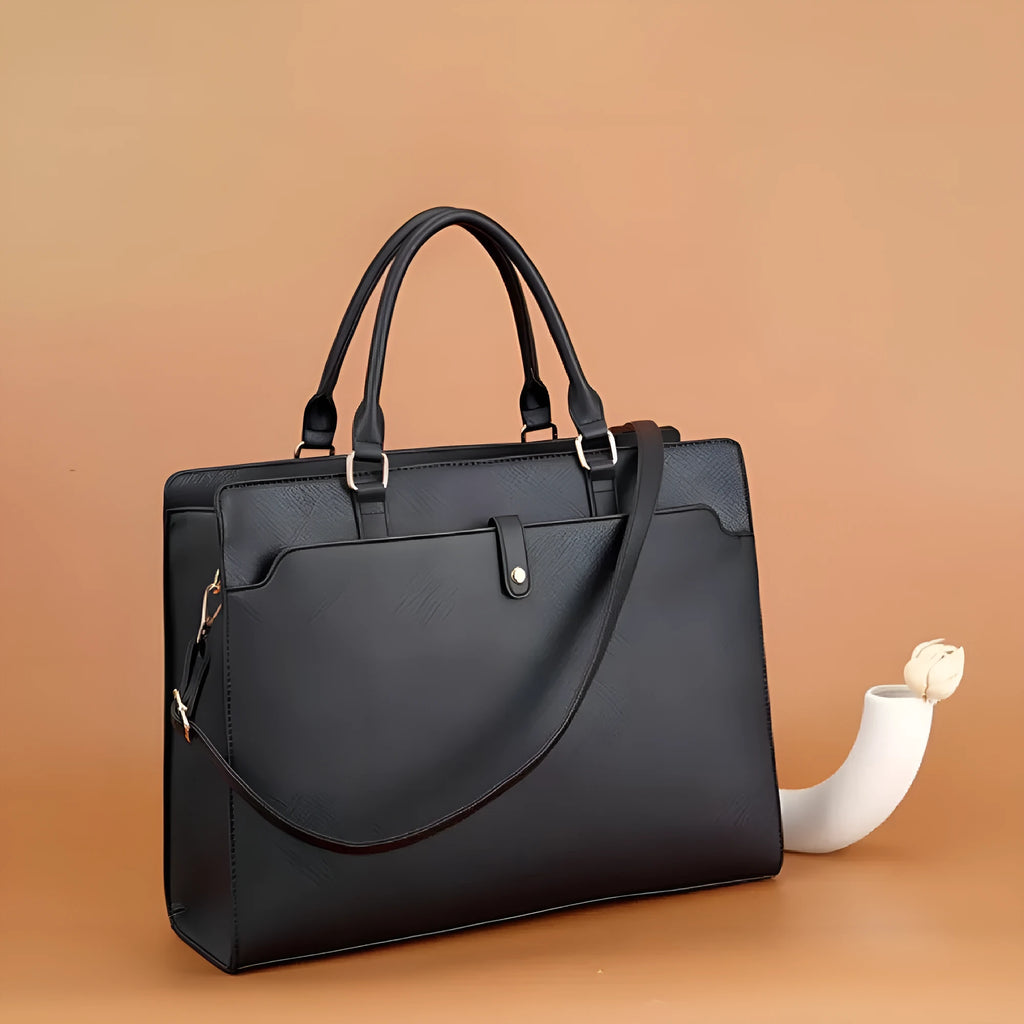 Women's large capacity crossbody bag in PU, 42x15x32cm, available in black, brown, blue, green for travel and business.