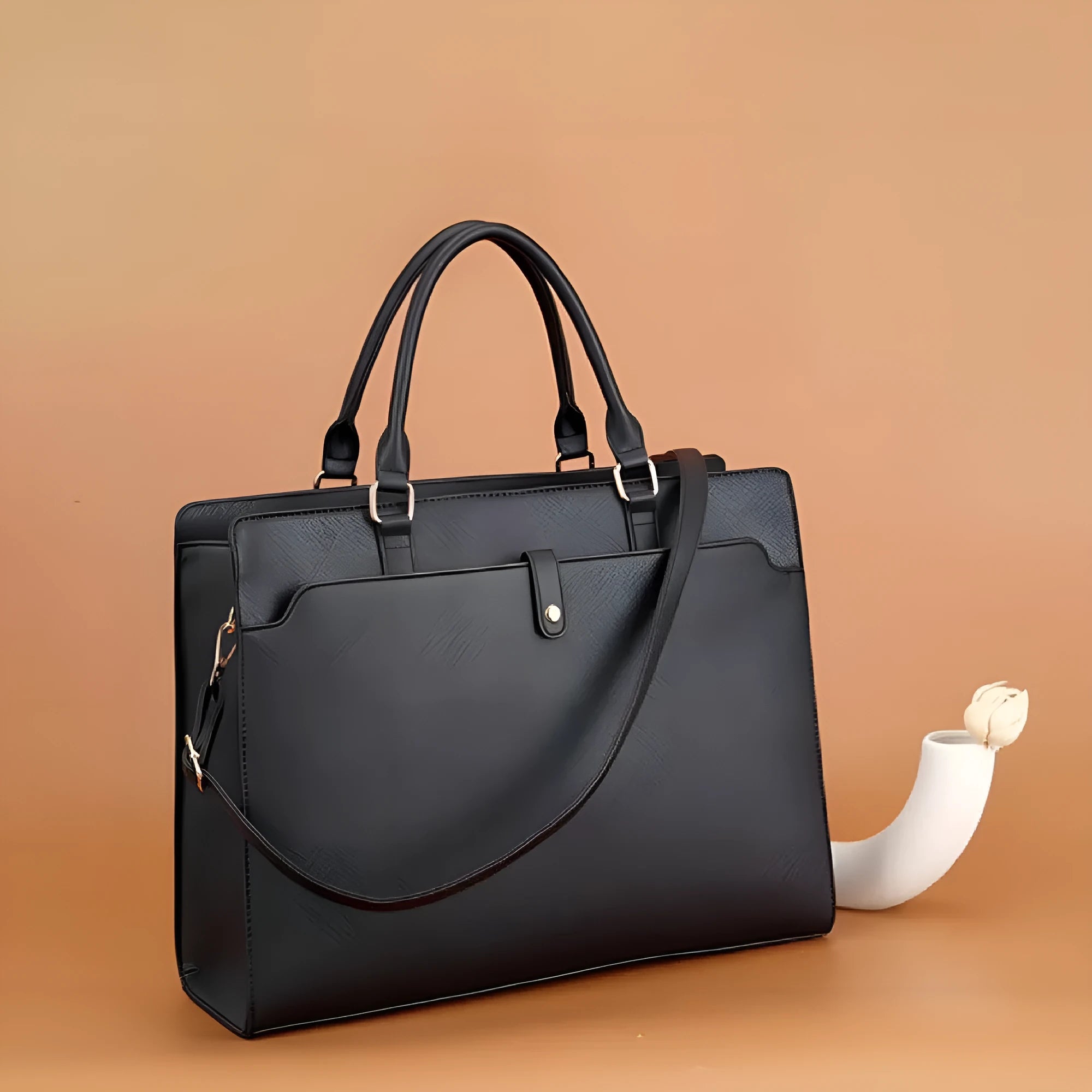 Women's large capacity crossbody bag in PU, 42x15x32cm, available in black, brown, blue, green for travel and business.