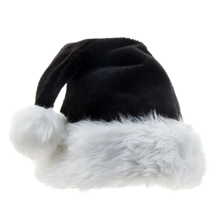 Thickened plush polyester Christmas hat with European classical style in red and black