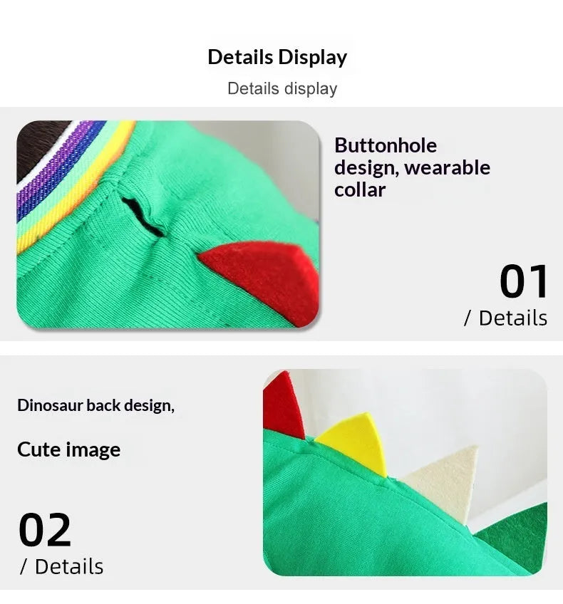 Green dinosaur cotton pet vest for small dogs outdoor wear