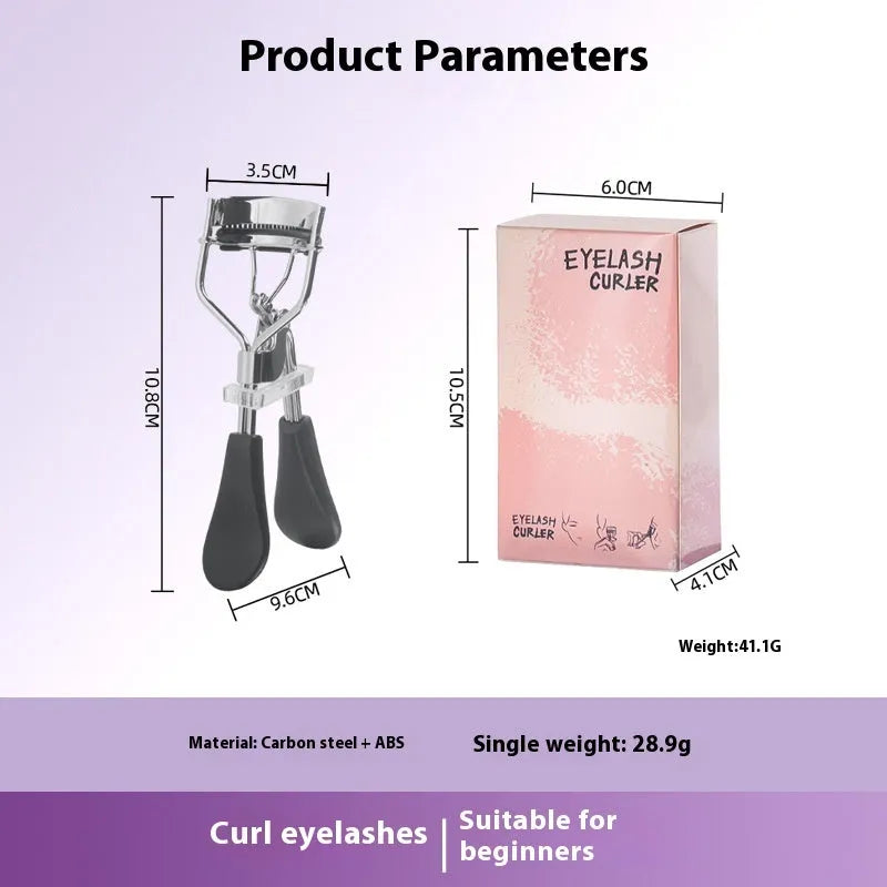 A4 manual eyelash curler with comb in black ribbon finish on white background