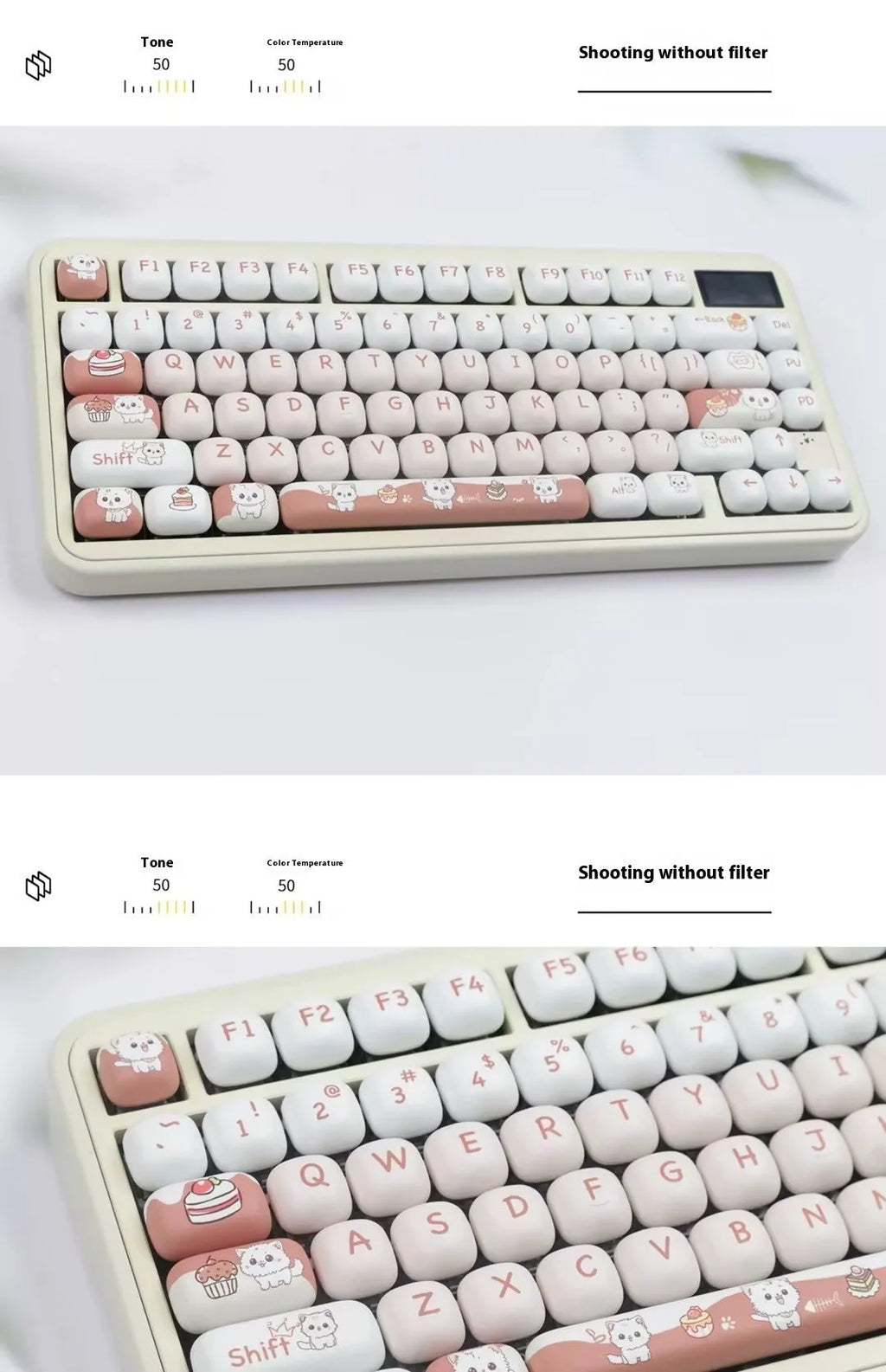 Dessert cat sublimation key cap with MOG round design for mechanical keyboards