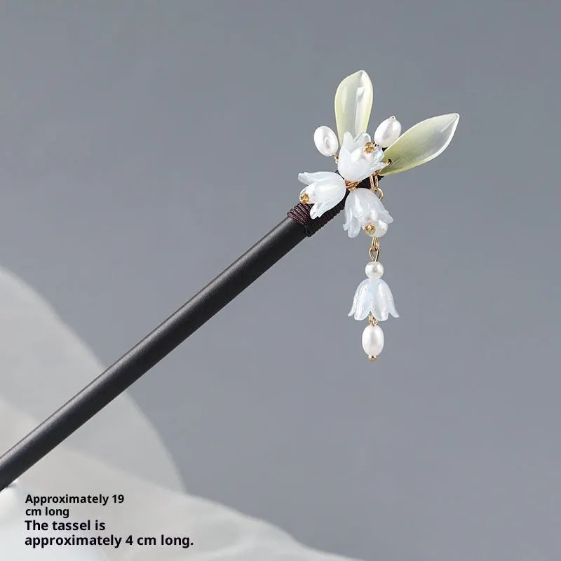 New Chinese style antique hairpin with floral design in Autumn Pink Magnolia colour for updo hairstyles