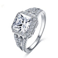 Geometric hollow women's ring with zircon stones in platinum colour
