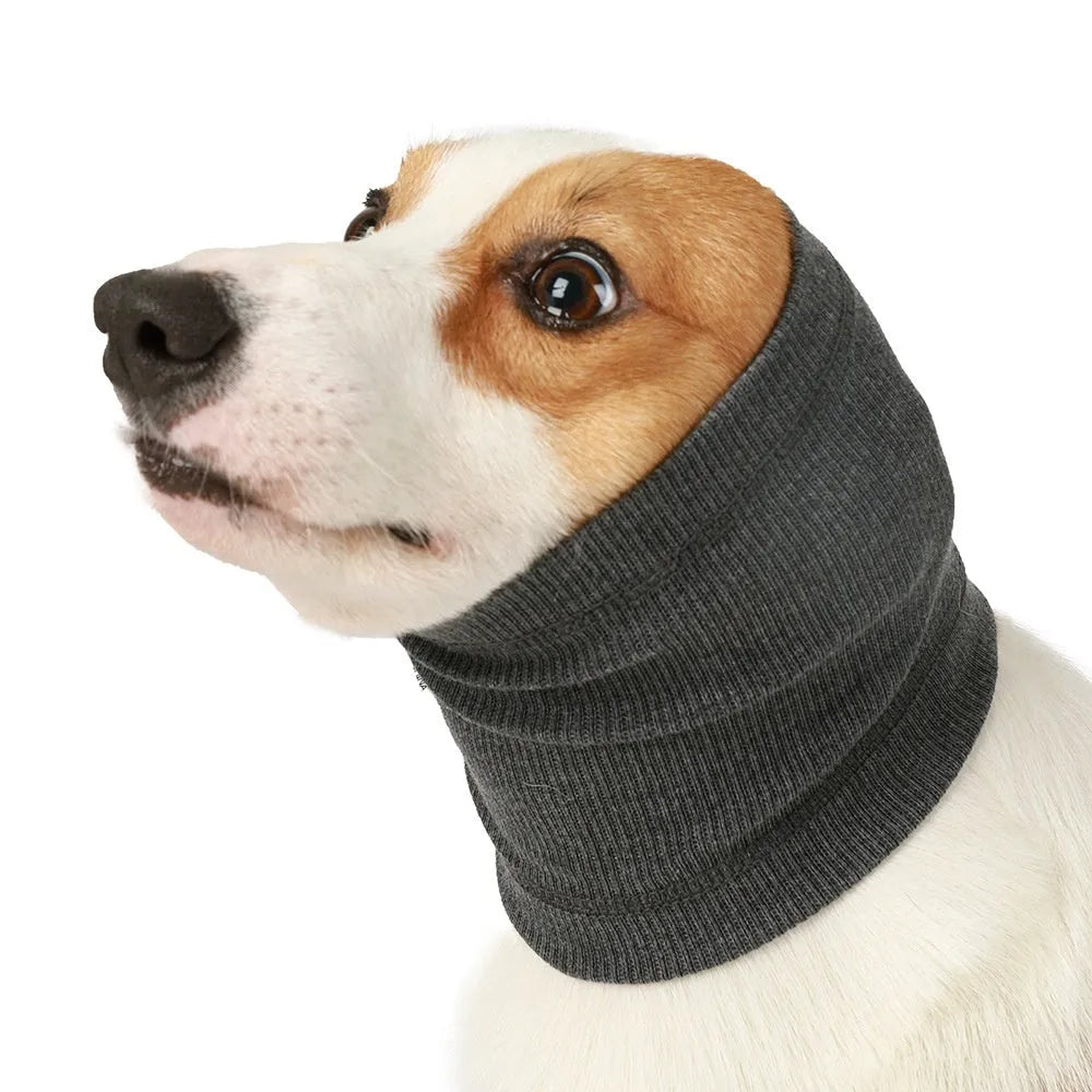 Blue and grey polyester dog headband scarf in three sizes for canine casual wear
