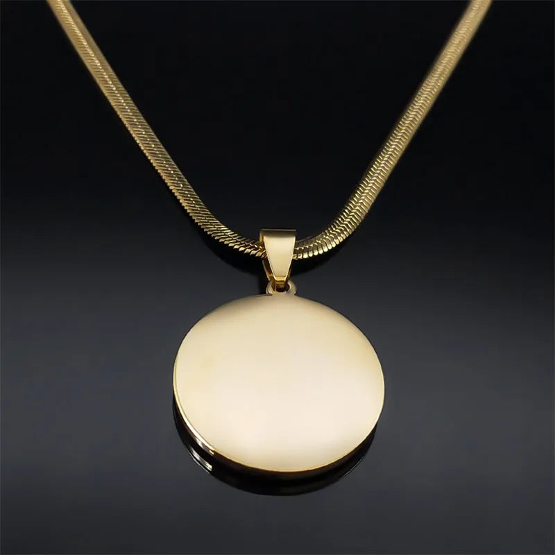 Stainless steel Saint Benedict medal pendant on a 50cm blade chain in gold finish