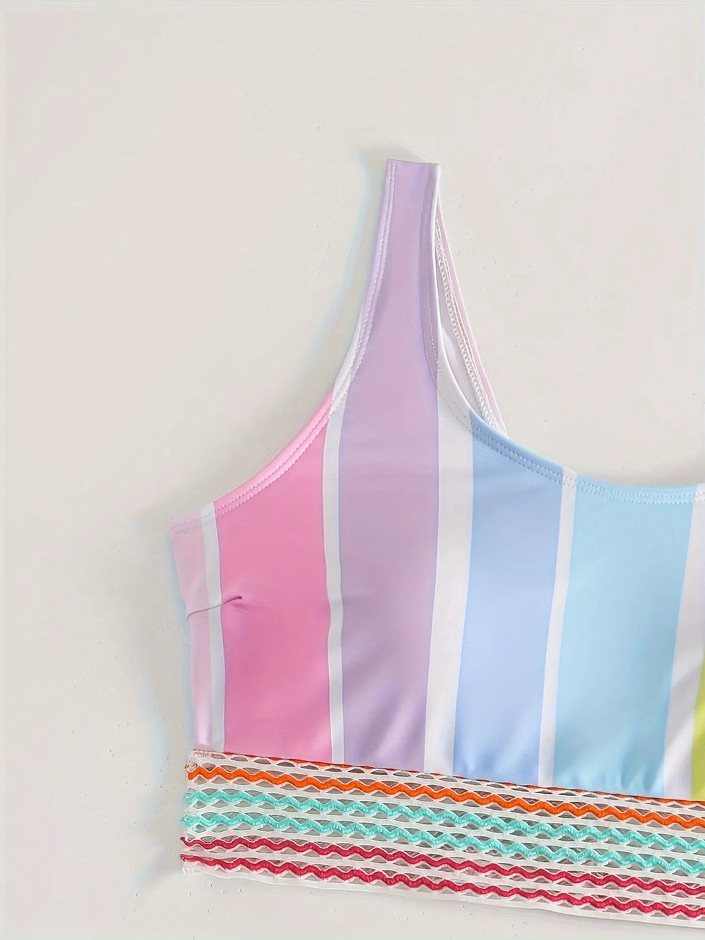 Women's striped bikini swimwear in sports casual style with briefs bottom