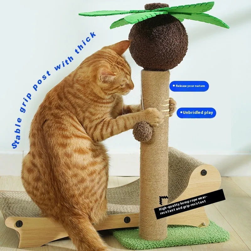 Wooden beach chair design cat climbing frame with scratching posts and hemp mat