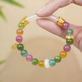 Natural rainbow colour tourmaline half bracelet for women with electroplated finish.