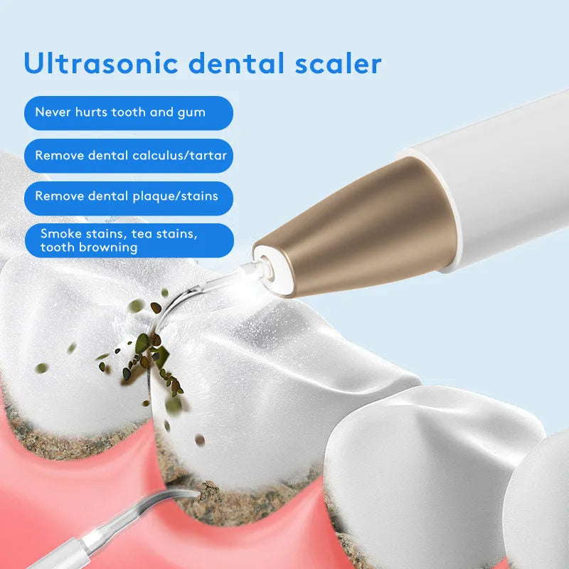 Gold ultrasonic tooth cleaning device for tartar and stain removal at home