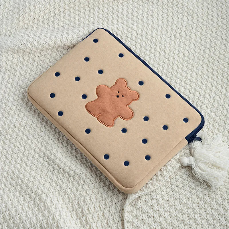 Embroidered laptop sleeve with animal pattern designs for 13.3 to 15.6 inch computers