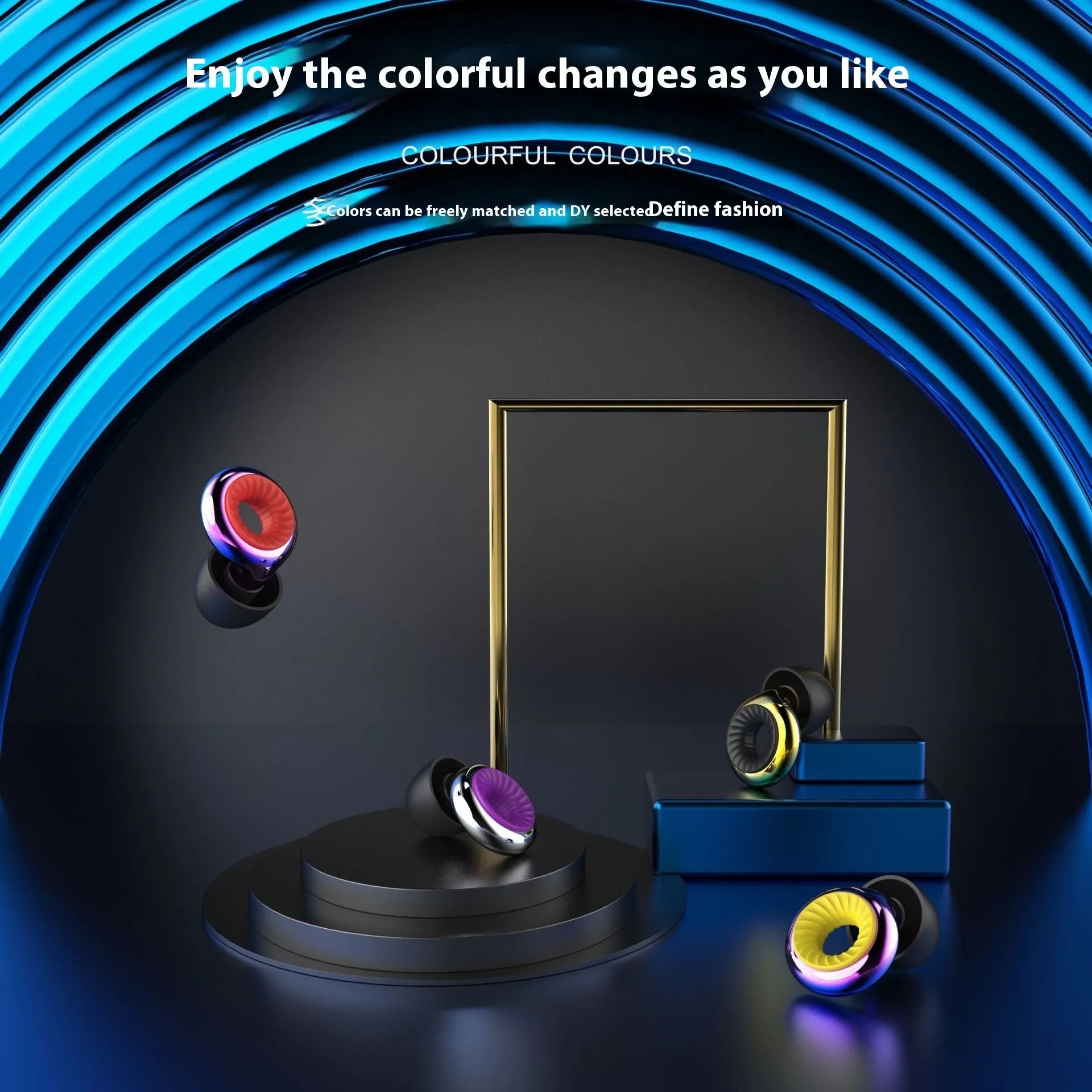 Noise reduction earplugs in five colours with storage box and spare ear caps