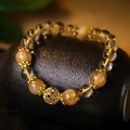 Women's retro-style citrine lucky bracelet with artificial crystal stones and electroplated metal components