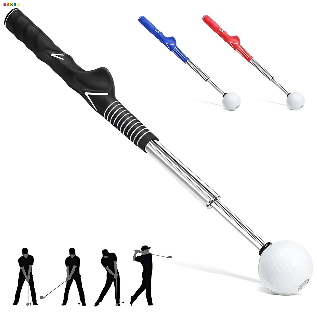 Telescopic golf swing simulator with stainless steel shaft in black colour option
