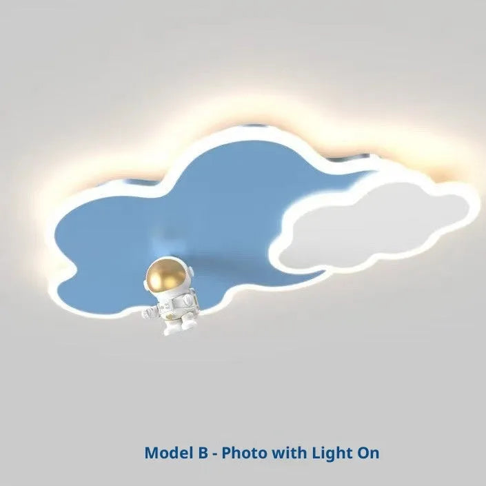 Round blue starry sky ceiling lamp with remote control for kids bedroom