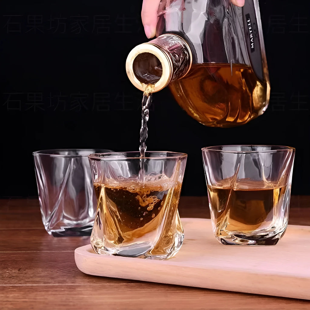 High-grade transparent glass 150ml swing whiskey glass on surface