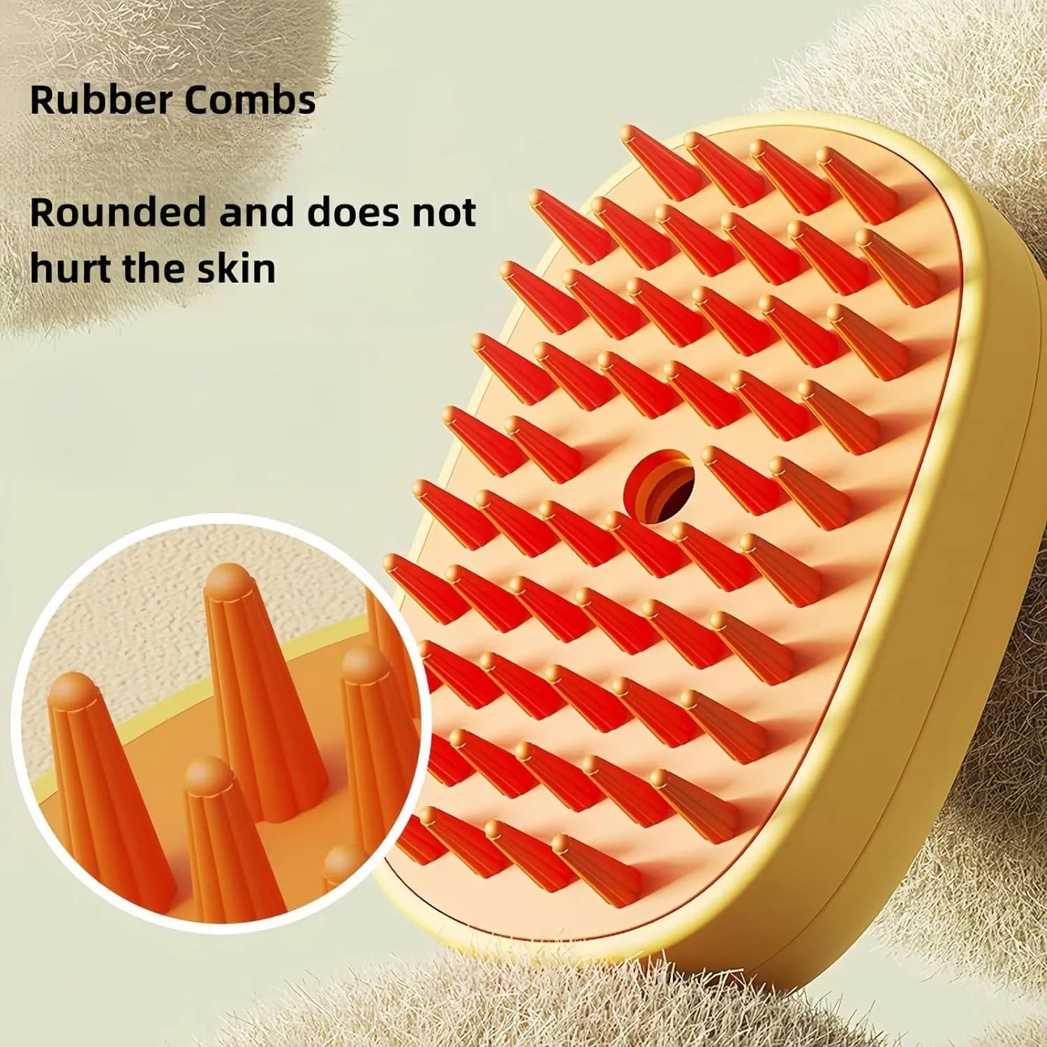 White or yellow rechargeable steam pet brush with water tank for dog and cat grooming