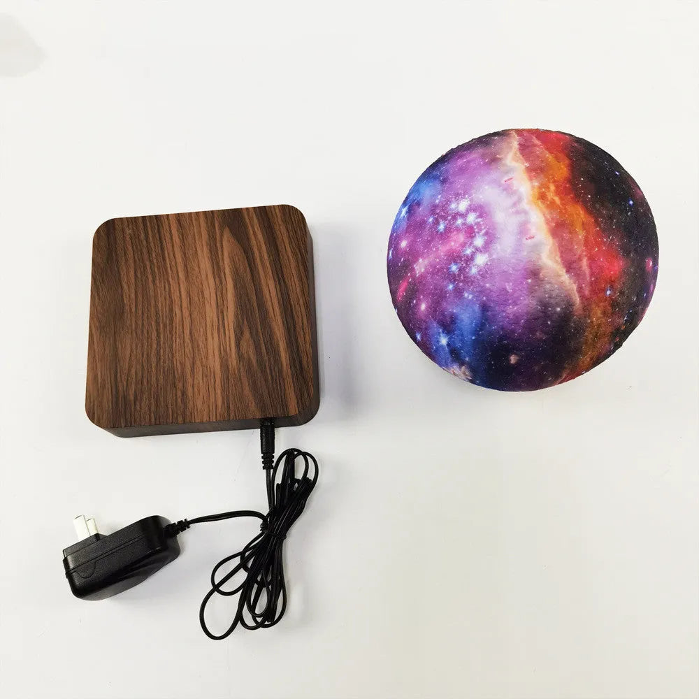 Magnetic levitation galaxy decorative light with floating moon lamp on walnut colour base