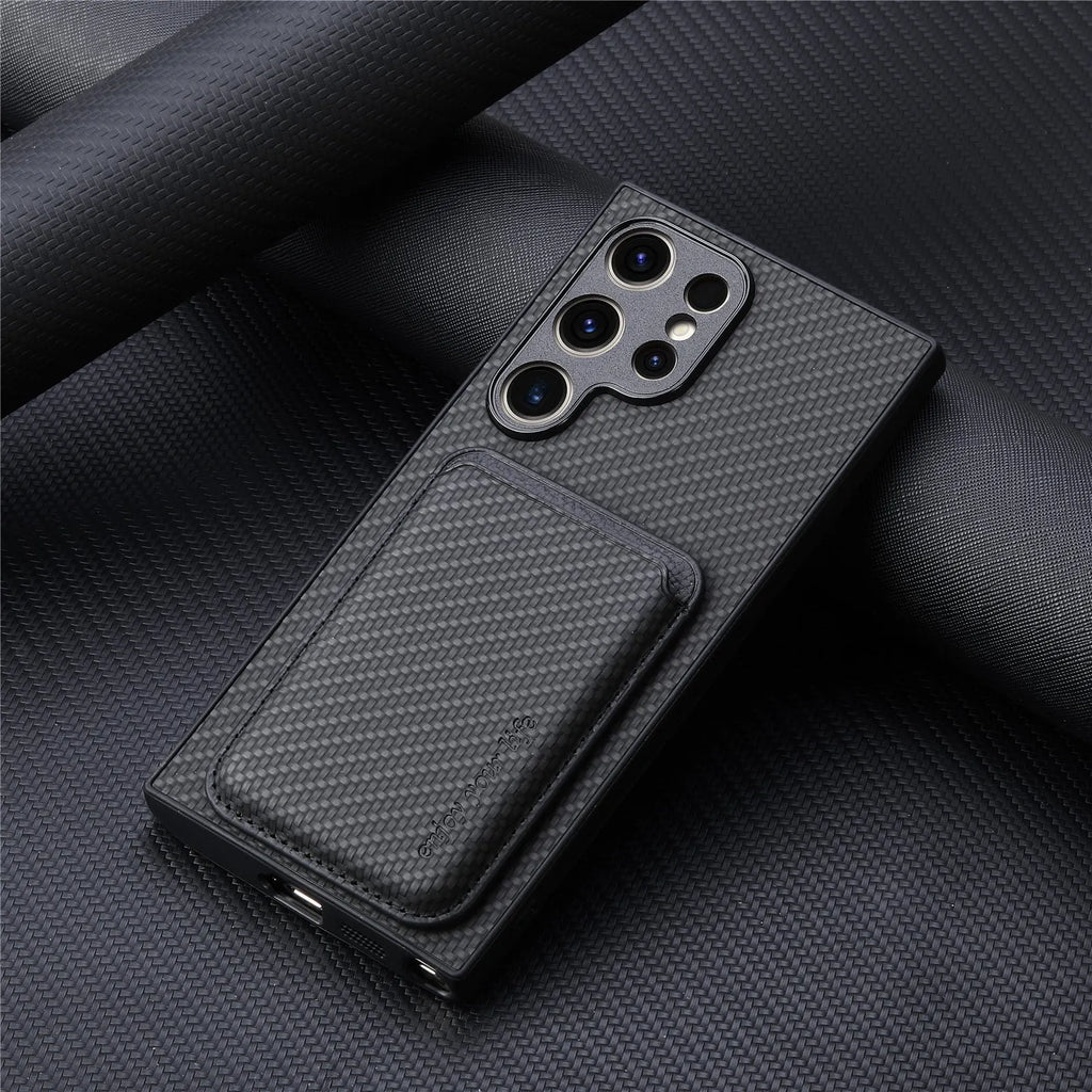 Two-in-one Magsafe card holder leather phone case for Samsung in black and other colours