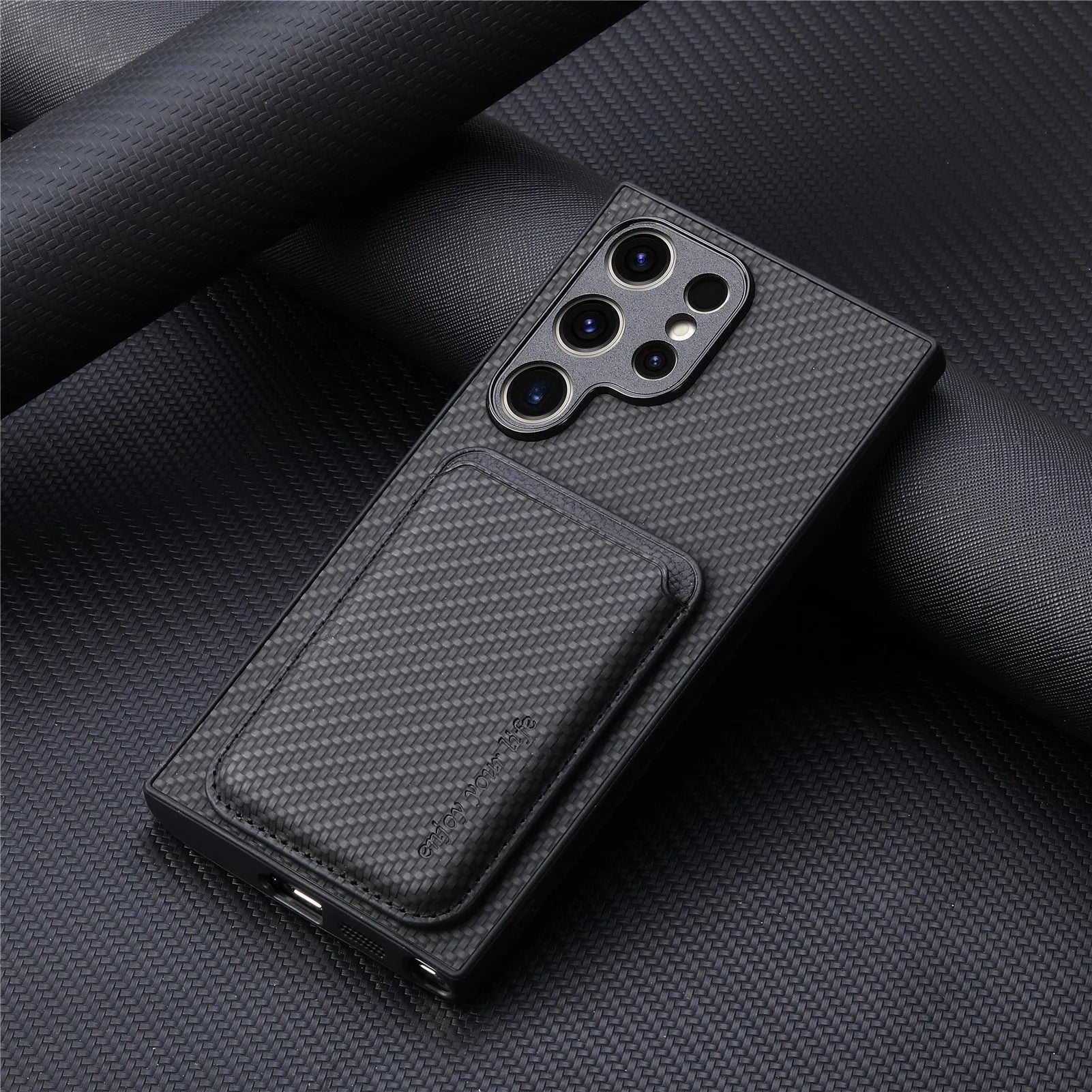 Two-in-one Magsafe card holder leather phone case for Samsung in black and other colours