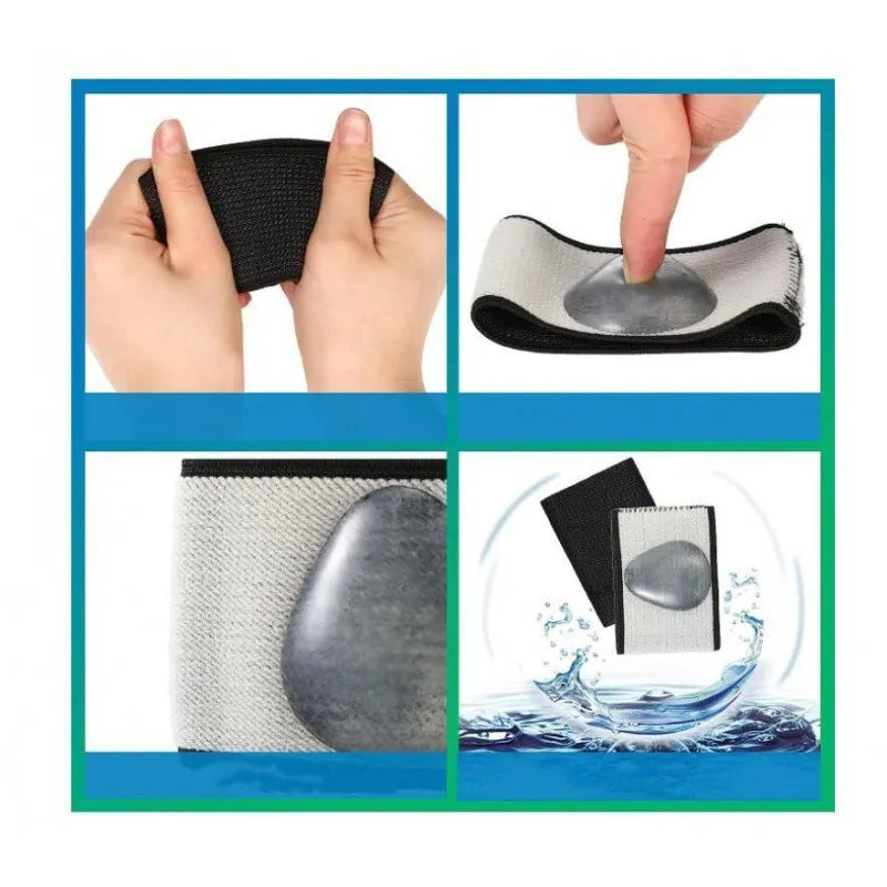 Elastic PU arch support bandage for flat feet, shown in heart style and ordinary style designs.