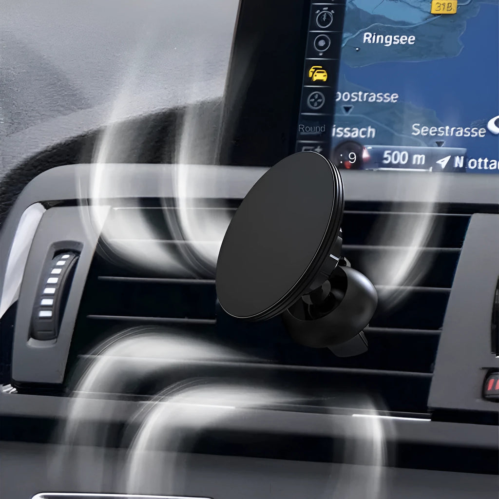 Black aluminium alloy magnetic car air vent phone holder with adjustable ball head