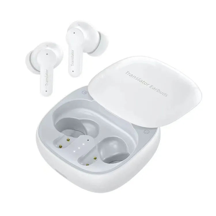 M3 White Bluetooth translation headphones with 144 language support and 35dB noise cancelling