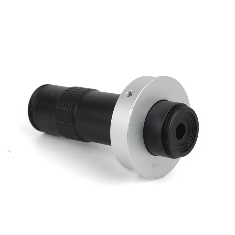 Black industrial monocular lens with 30mm diameter and 84mm length for microscope camera systems