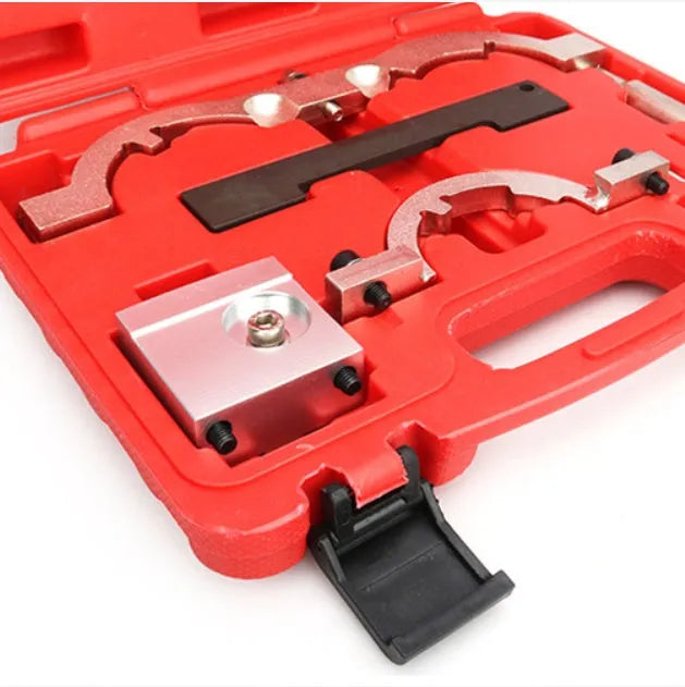 Red chrome-vanadium steel timing tool kit for Opel 1.4T LUJ engine, 7 pieces shown.
