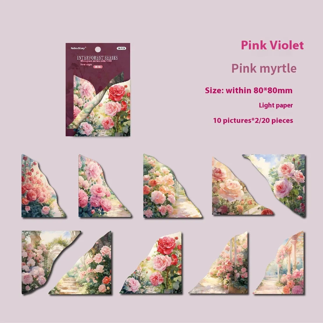 DIY hand account book notes set showing six colour patterns including Spring Vine, Pink Plum and Red Rose designs