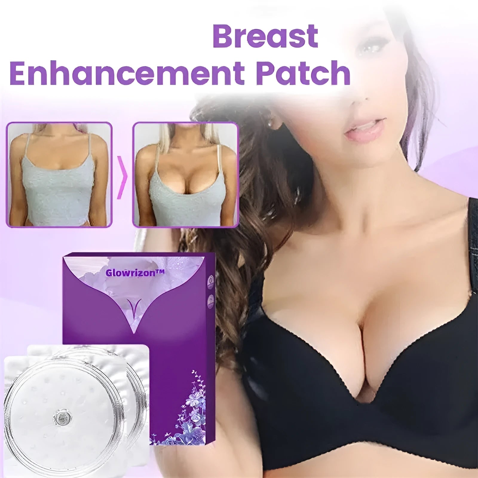 Chest tightening breast enhancement mask showing adhesive chest patch design for skincare